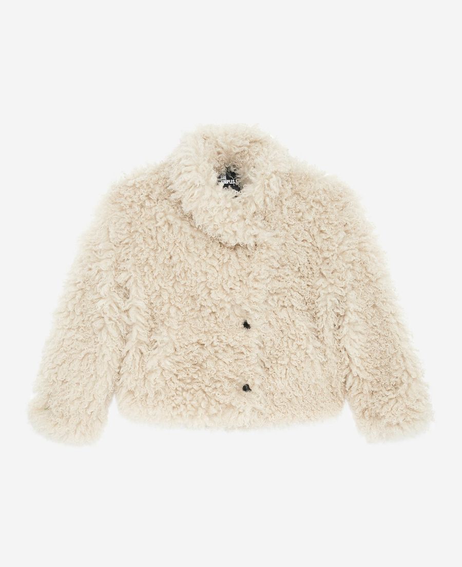 The Kooples WOMEN ECRU short ecru fur-effect coat
