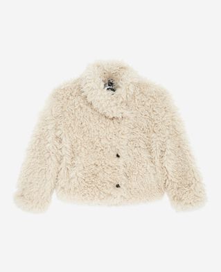 The Kooples WOMEN ECRU short ecru fur-effect coat