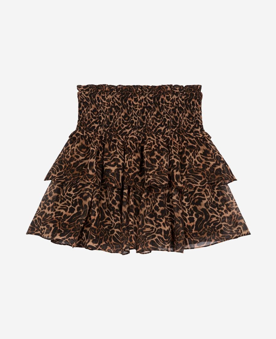 The Kooples F LEOPARD short skirt with leopard print ruffles