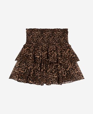 The Kooples F LEOPARD short skirt with leopard print ruffles