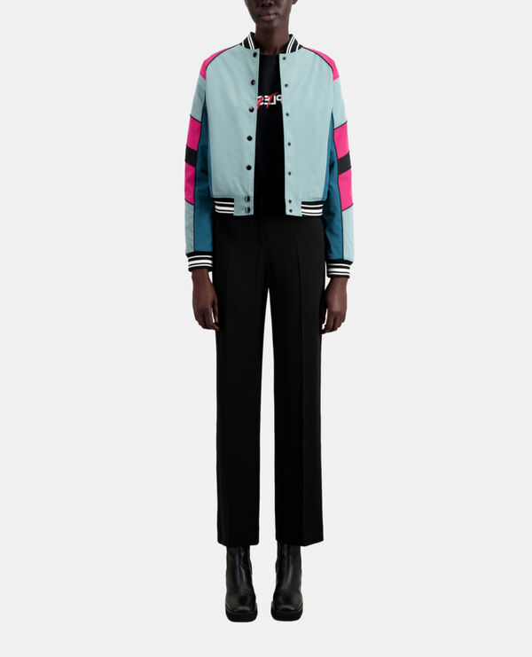 short jacket with multicoloured patchwork