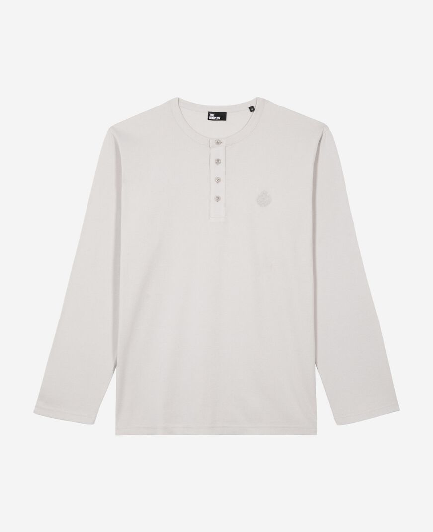 The Kooples HERREN LIGHT GREY langärmliges t-shirt mit grauem wappen