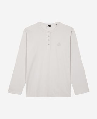 The Kooples HERREN LIGHT GREY langärmliges t-shirt mit grauem wappen