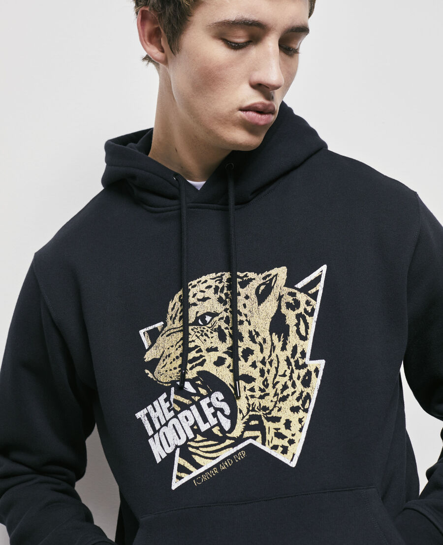sweatshirt à capuche sérigraphié tigre