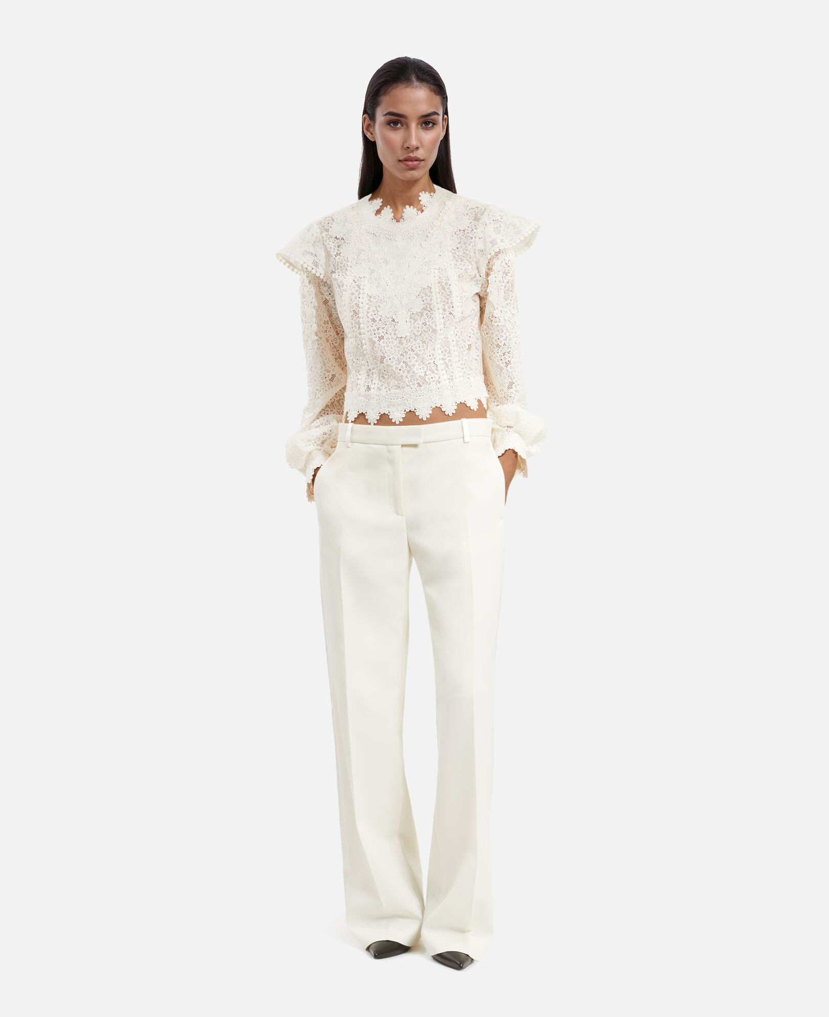 The Kooples DAMEN ECRU ecrufarbenes spitzenoberteil
