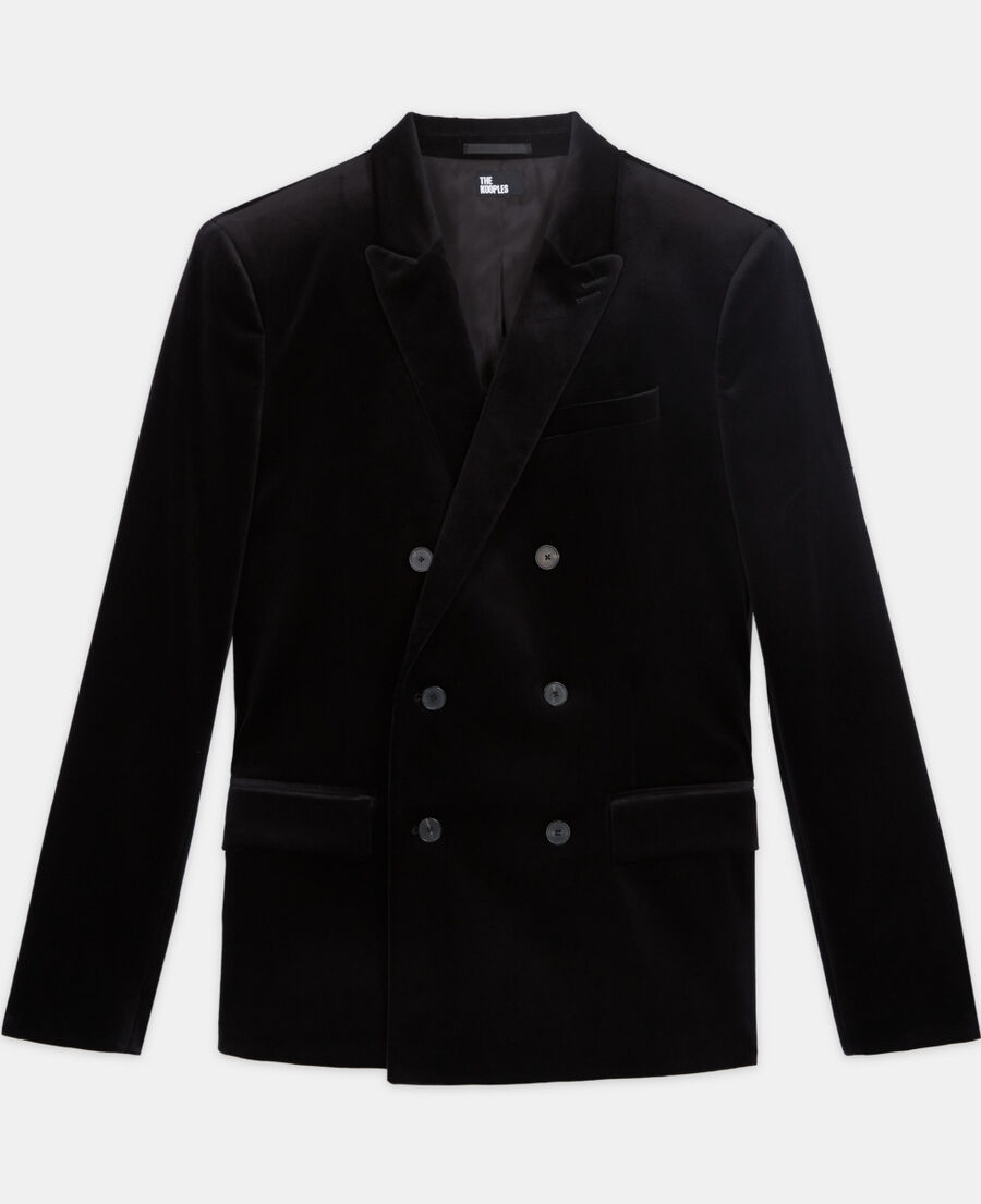 chaqueta traje cruzada negra