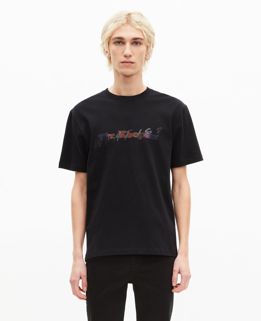 The Kooples HOMME BLACK t-shirt avec logo multicolore noir