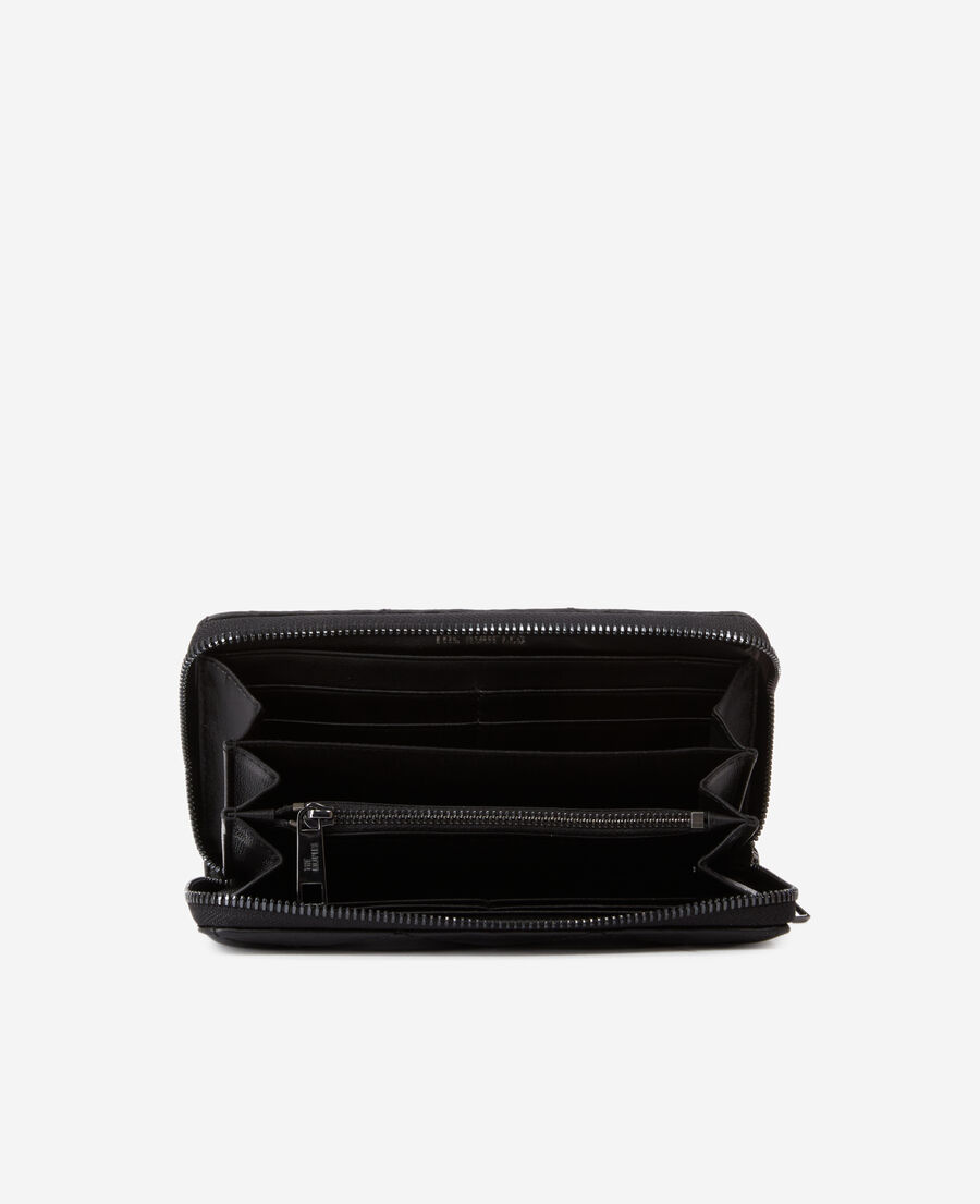 schwarze brieftasche aus gestepptem leder