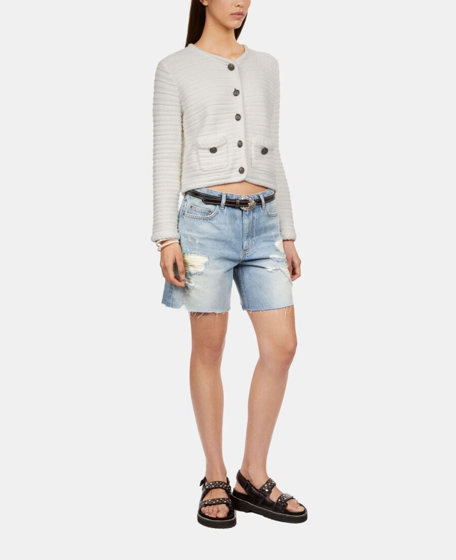 The Kooples F ECRU ecru cable knit cardigan