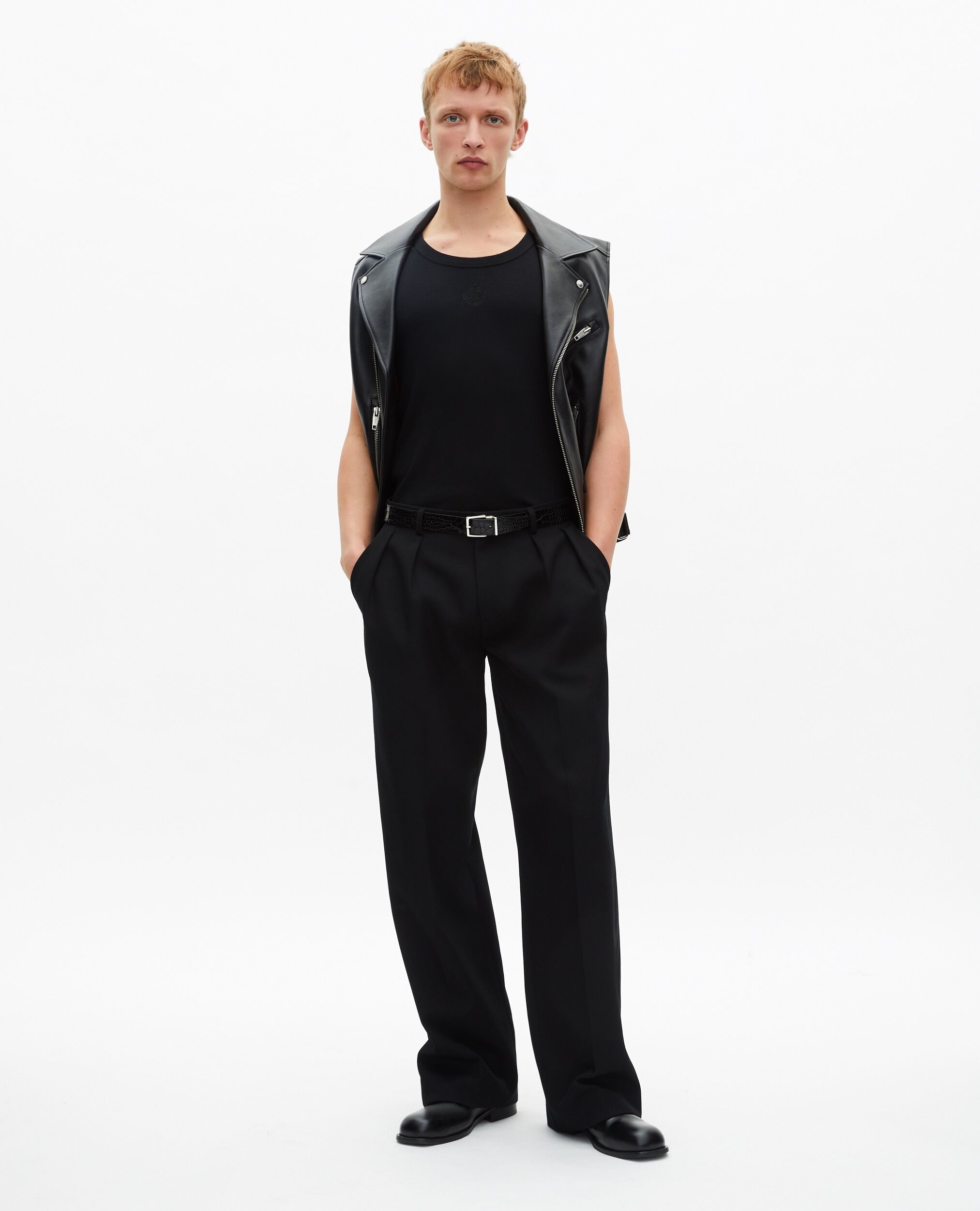 Tank top with black coat-of-arms embroidery, BLACK WASHED, hi-res image number null