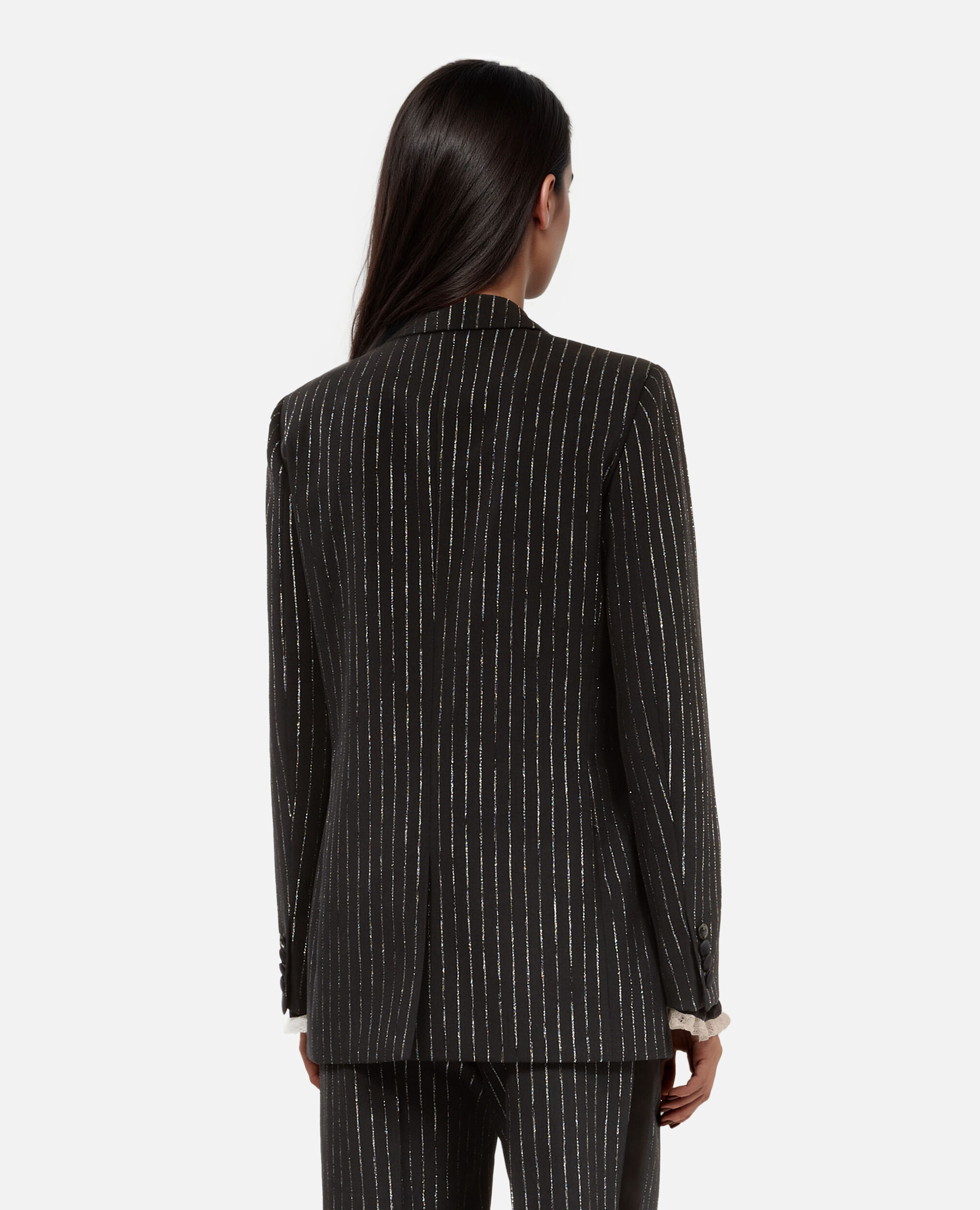 Schwarze Anzugjacke mit Streifen, BLACK, hi-res image number null