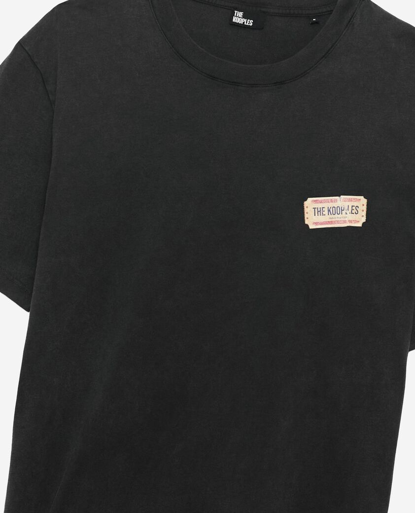 The Kooples MEN BLACK WASHED t-shirt with faded black silk-screen print