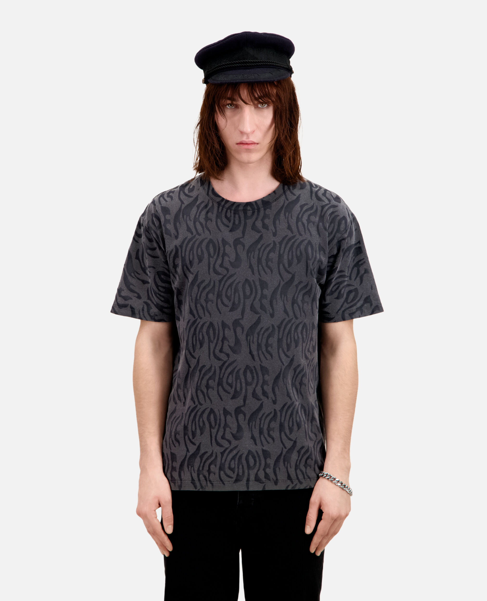 T-Shirt Herren mit Print, BLACK WASHED, hi-res image number null