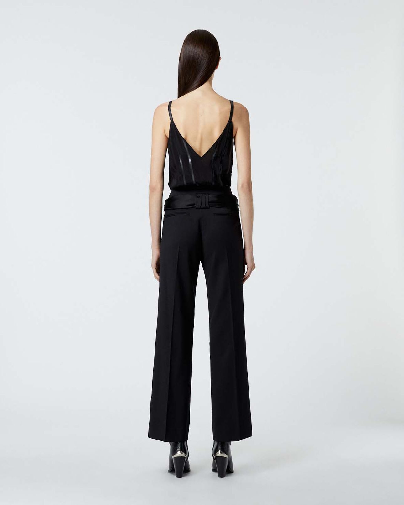 The Kooples DAMEN BLACK schwarze wollhose mit bindegürtel