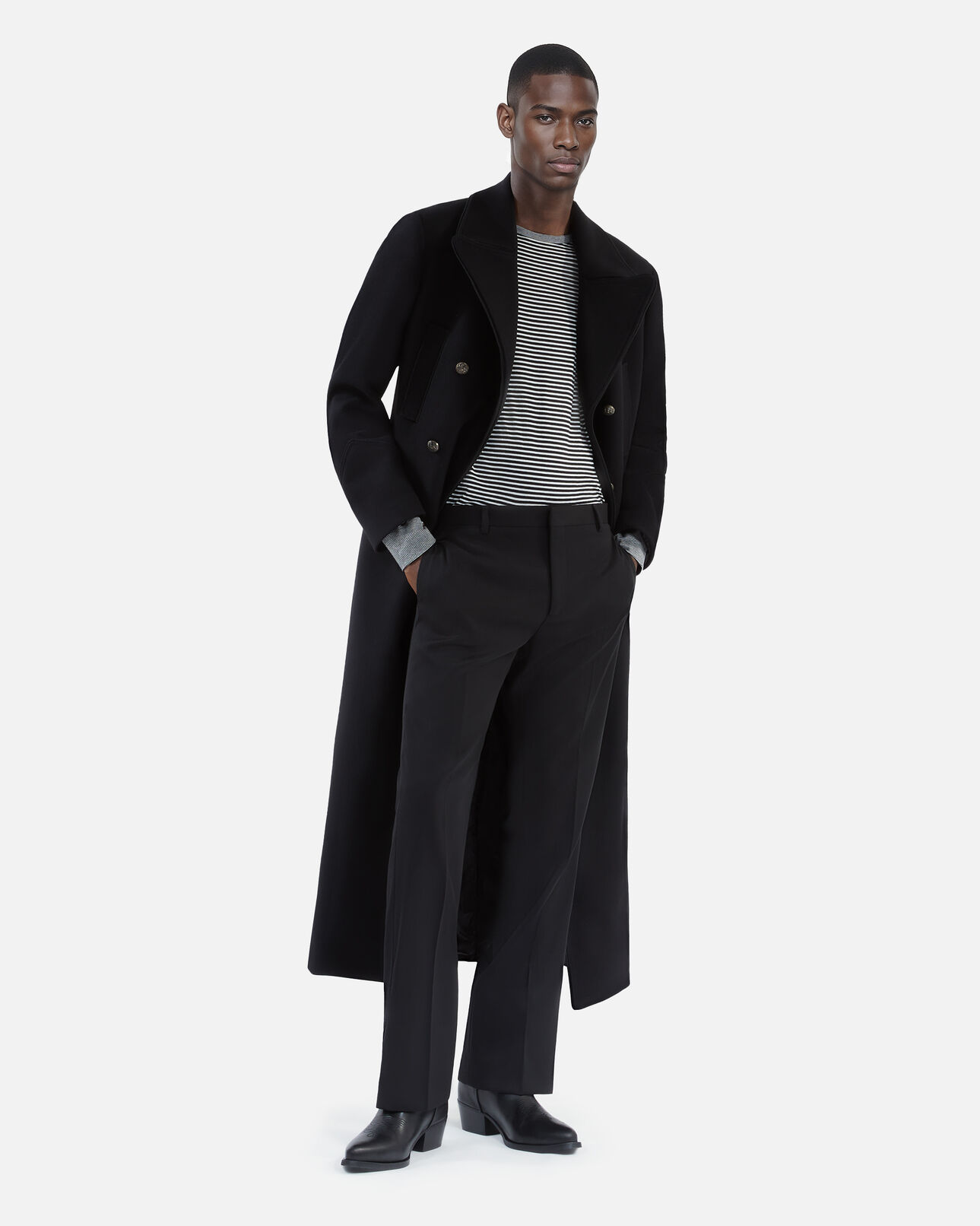 The Kooples HOMME BLACK pantalon droit en laine noir