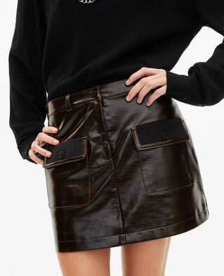 The Kooples FEMME CAFE jupe courte effet vinyle marron