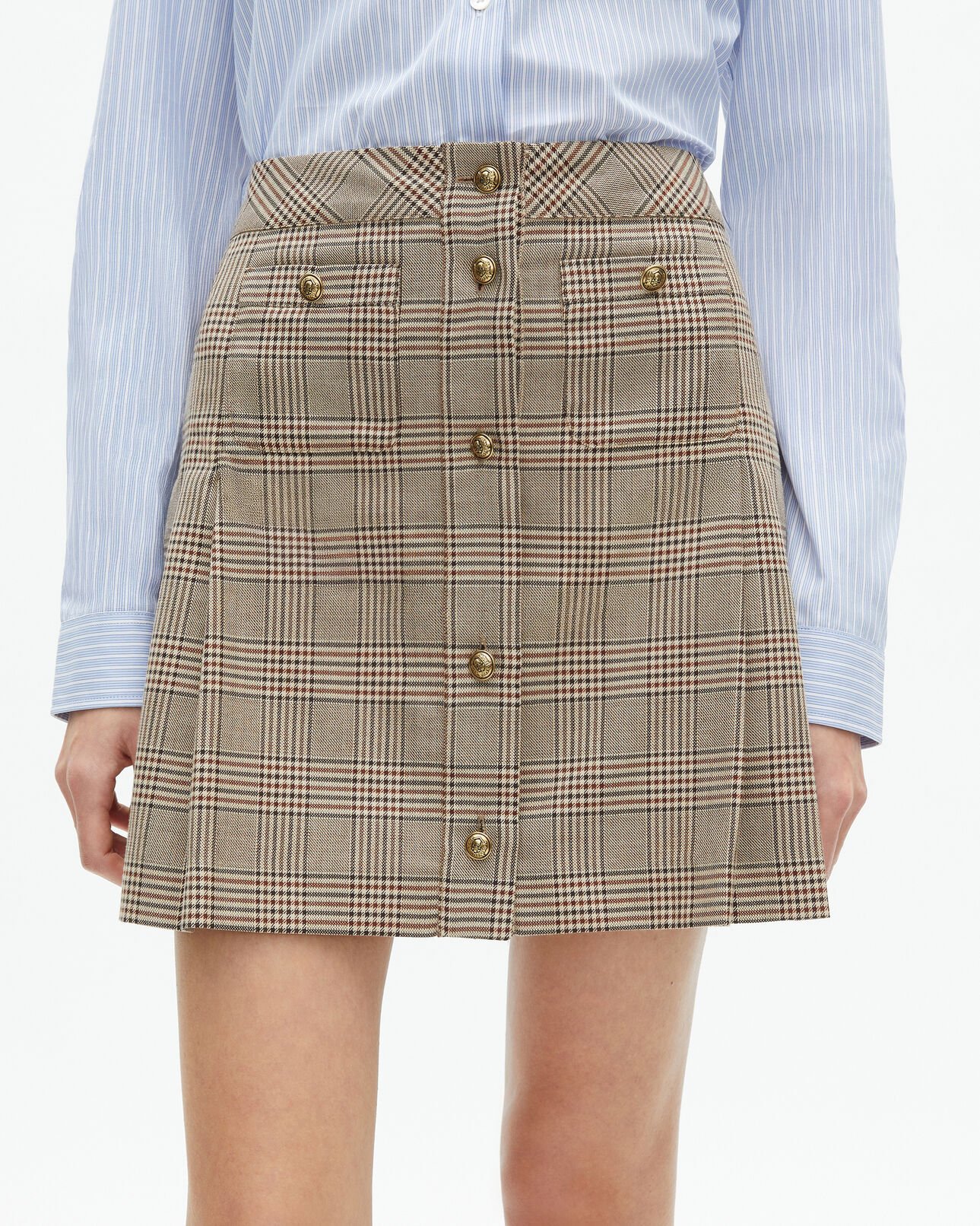 The Kooples MUJER BEIGE-BROWN falda corta príncipe de gales, beige