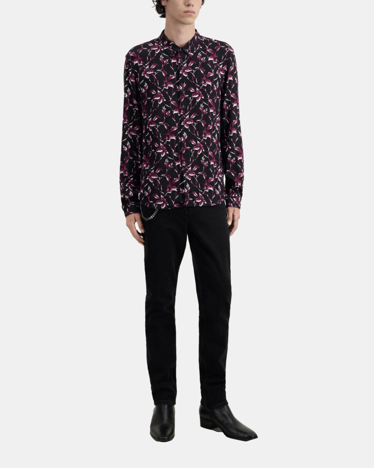 The Kooples HOMBRE BLACK - BURGUNDY camisa estampada