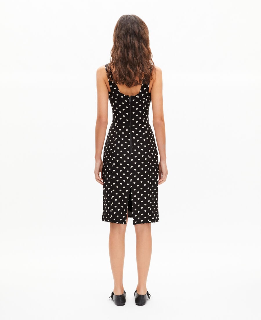 The Kooples WOMEN BLACK WHITE black corset-effect short dress with heart print