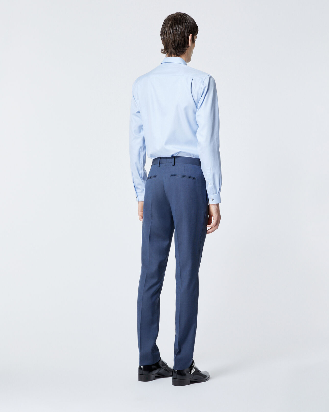The Kooples MEN BLUE textured wool blue suit trousers