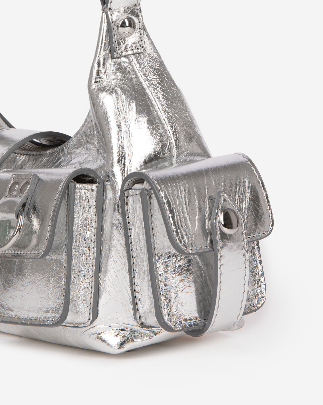 The Kooples WOMEN SILVER amelia small bag in silver crackle leather