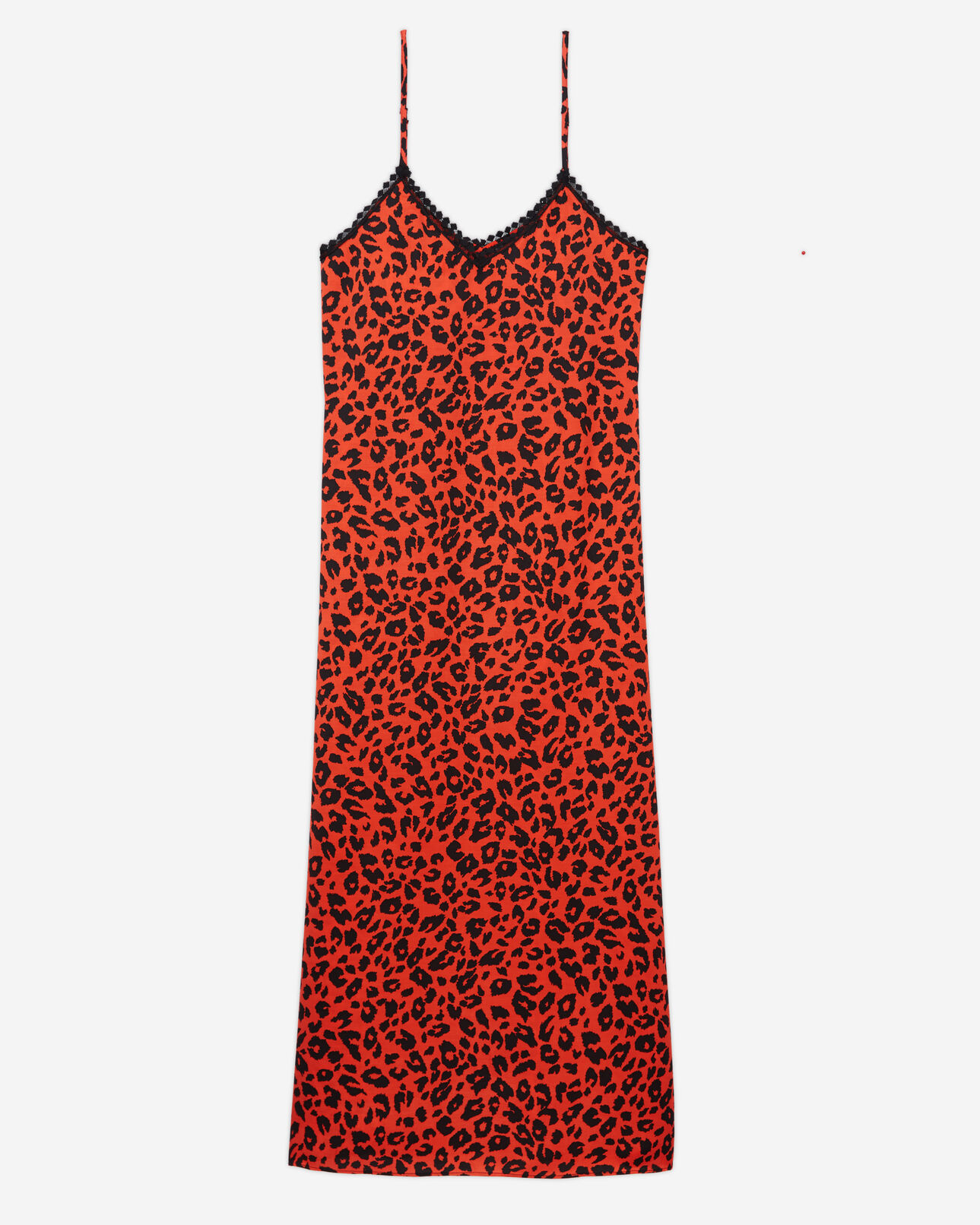 The Kooples WOMEN ORANGE - BLACK long leopard print babydoll dress
