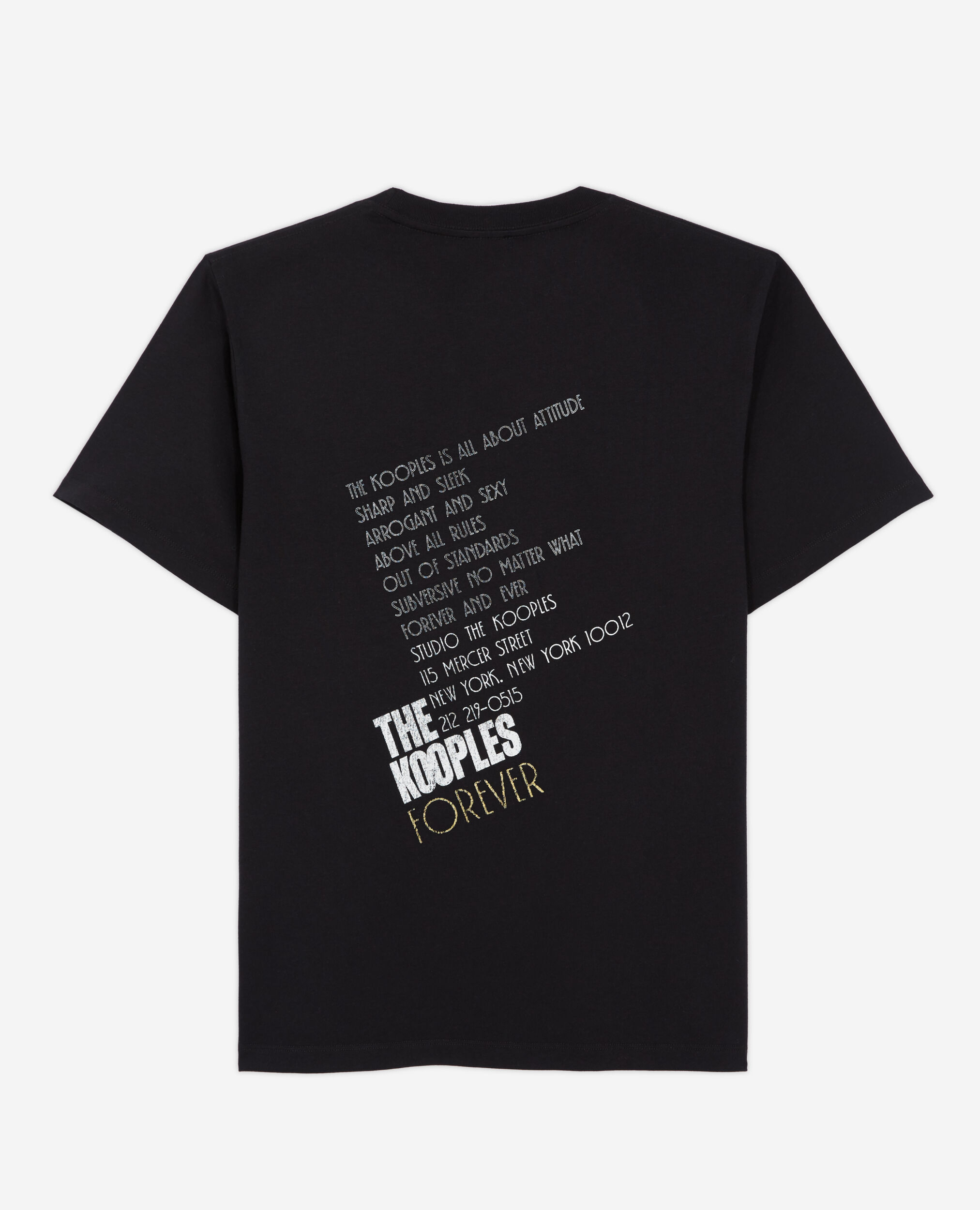 Black screen print T-shirt, BLACK-ANTIC GOLD, hi-res image number null