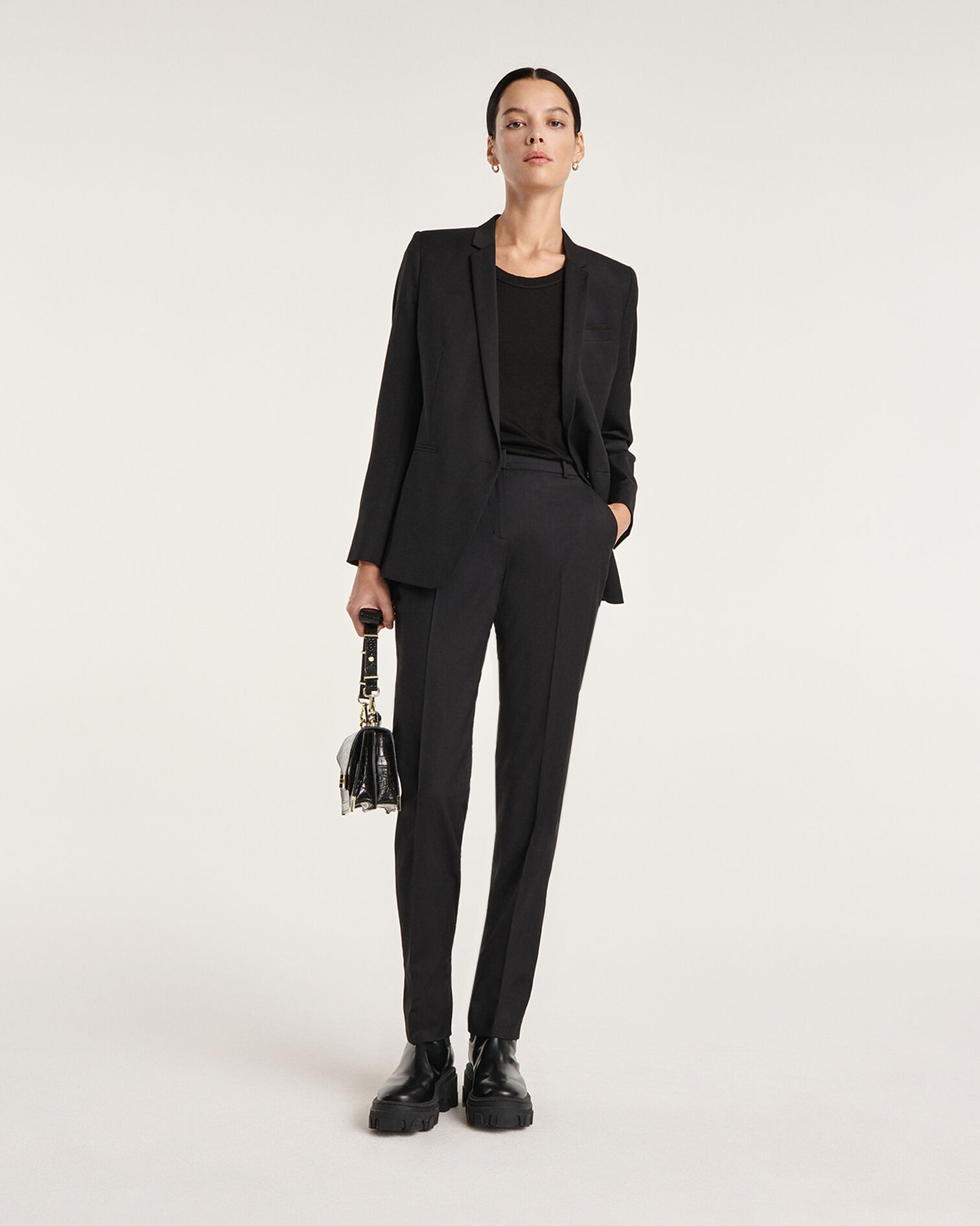 Formal black jacket in wool, BLACK, hi-res image number null
