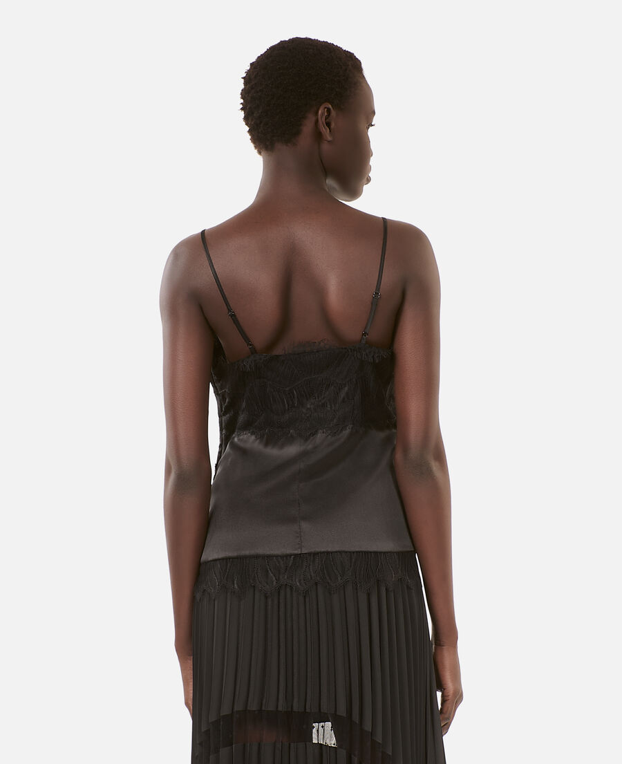 The Kooples FEMME BLACK caraco avec détails en dentelle et soie noir