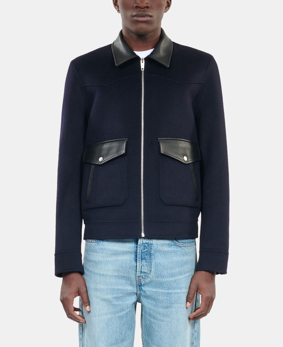 The Kooples H NAVY navy blue double-faced wool jacket
