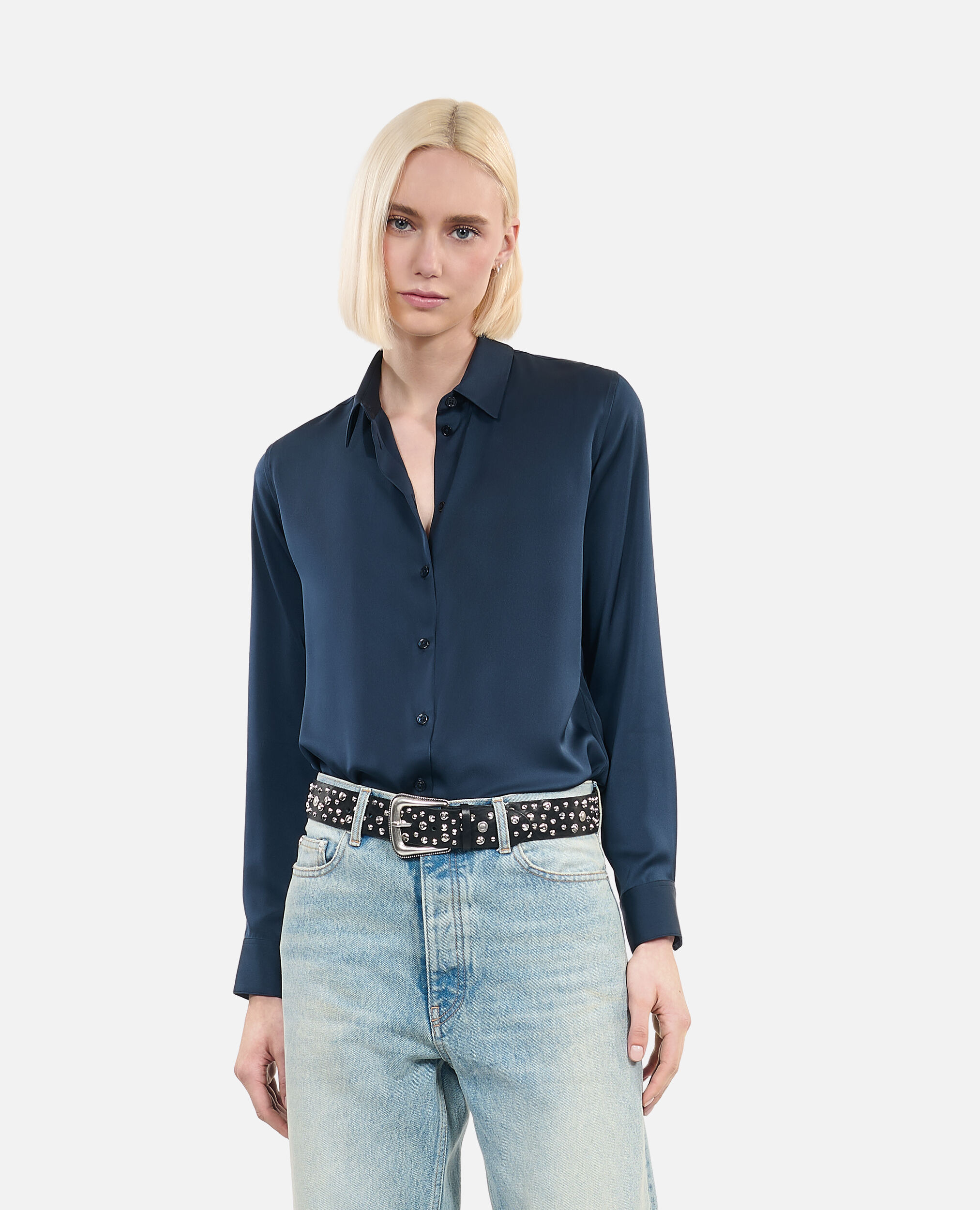 Navy blue silk shirt