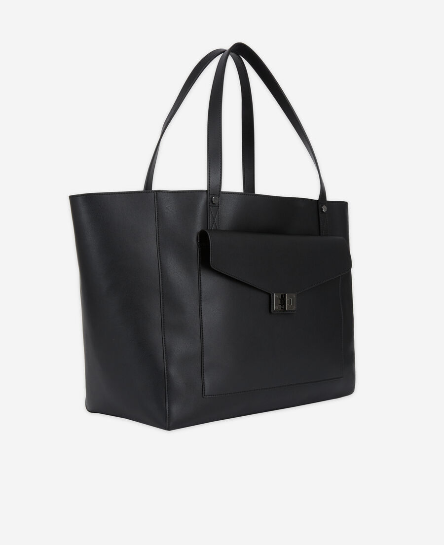 black leather tote bag