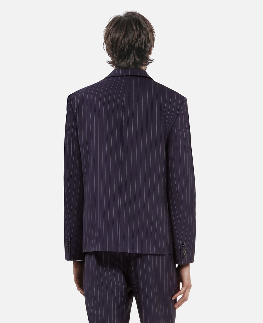 The Kooples H DARK NAVY blue striped wool suit jacket