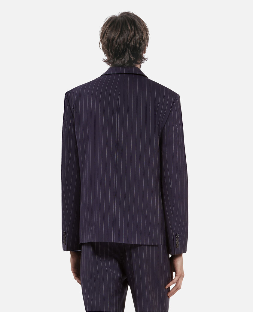 The Kooples HOMME DARK NAVY veste de costume en laine à rayures bleue foncée