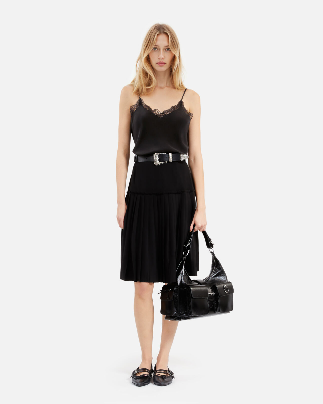 The Kooples WOMEN BLACK black silk camisole