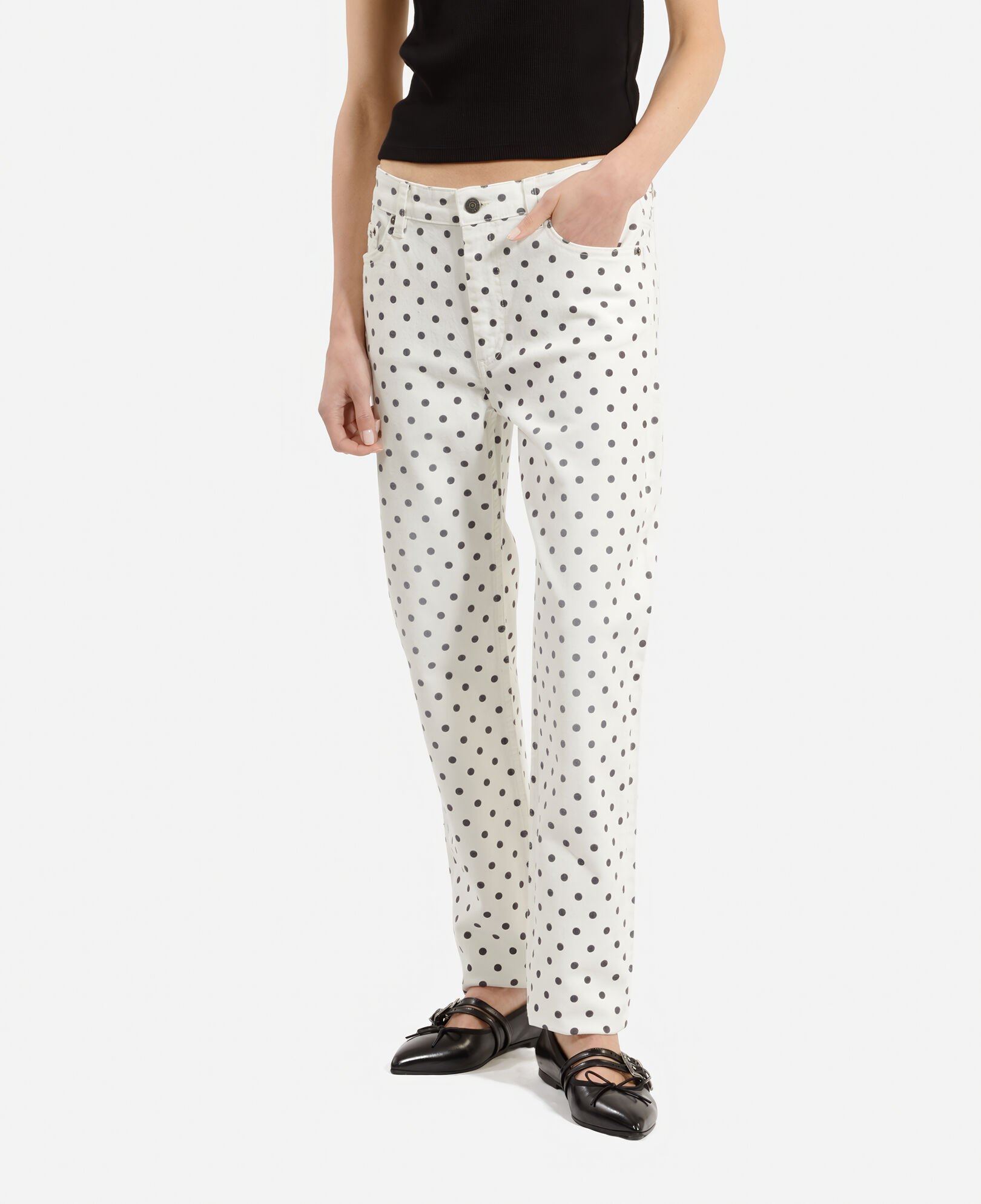 The Kooples DAMEN BEIGE GREY beige gepunktete slim-jeans