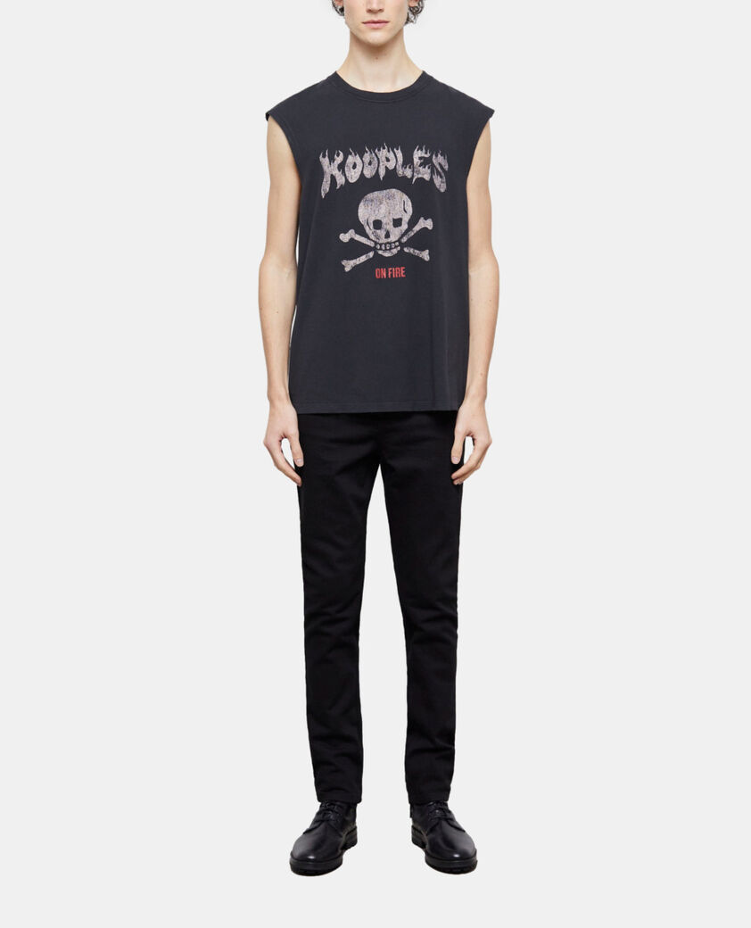 The Kooples HOMME BLACK WASHED t-shirt homme s&eacute;rigraphi&eacute; noir