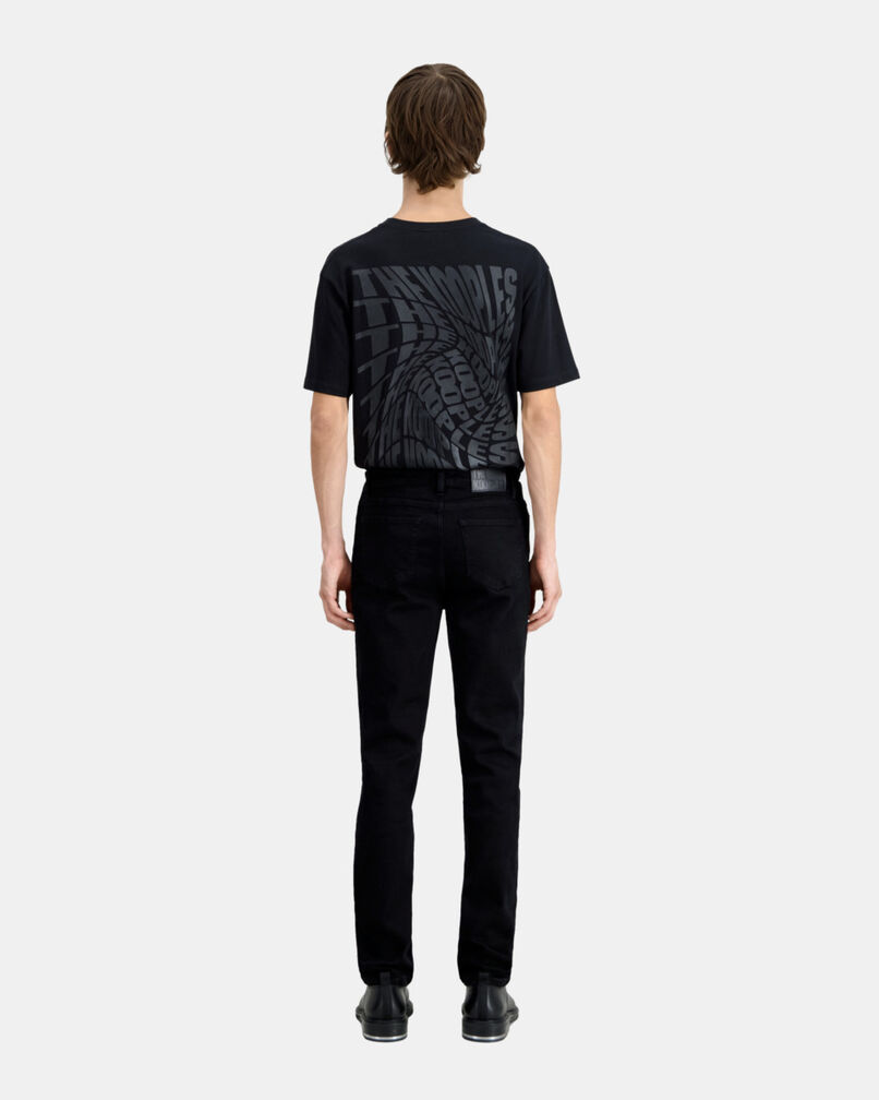 The Kooples HOMME BLACK jean noir slim avec poche en cuir