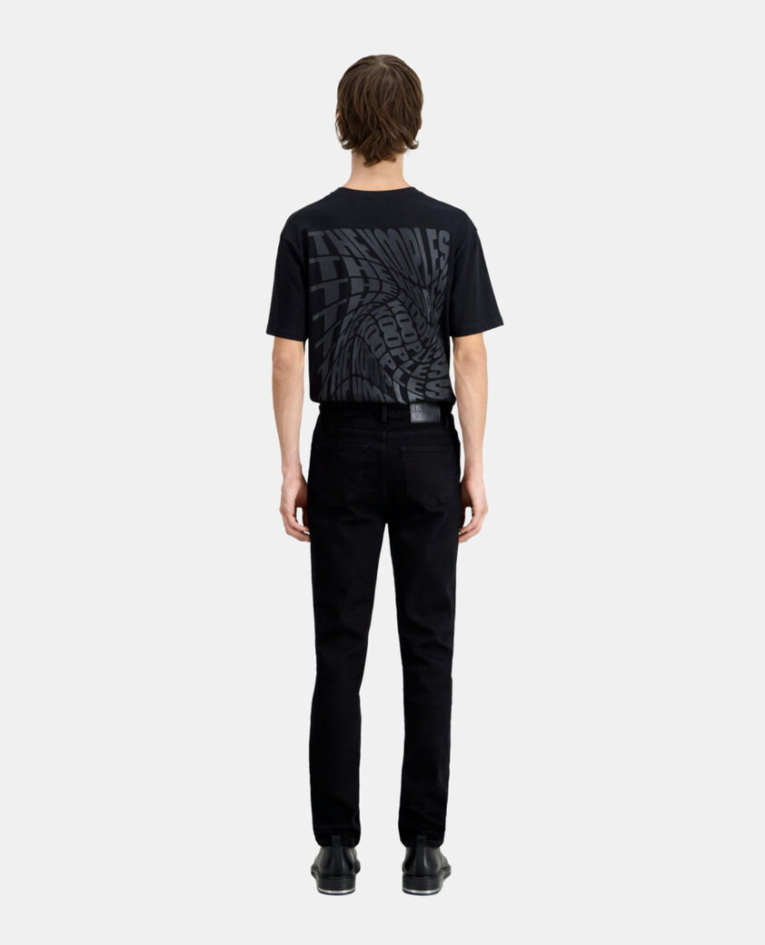 The Kooples MEN BLACK slim black jeans with leather pocket