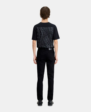 The Kooples HOMME BLACK jean noir slim avec poche en cuir