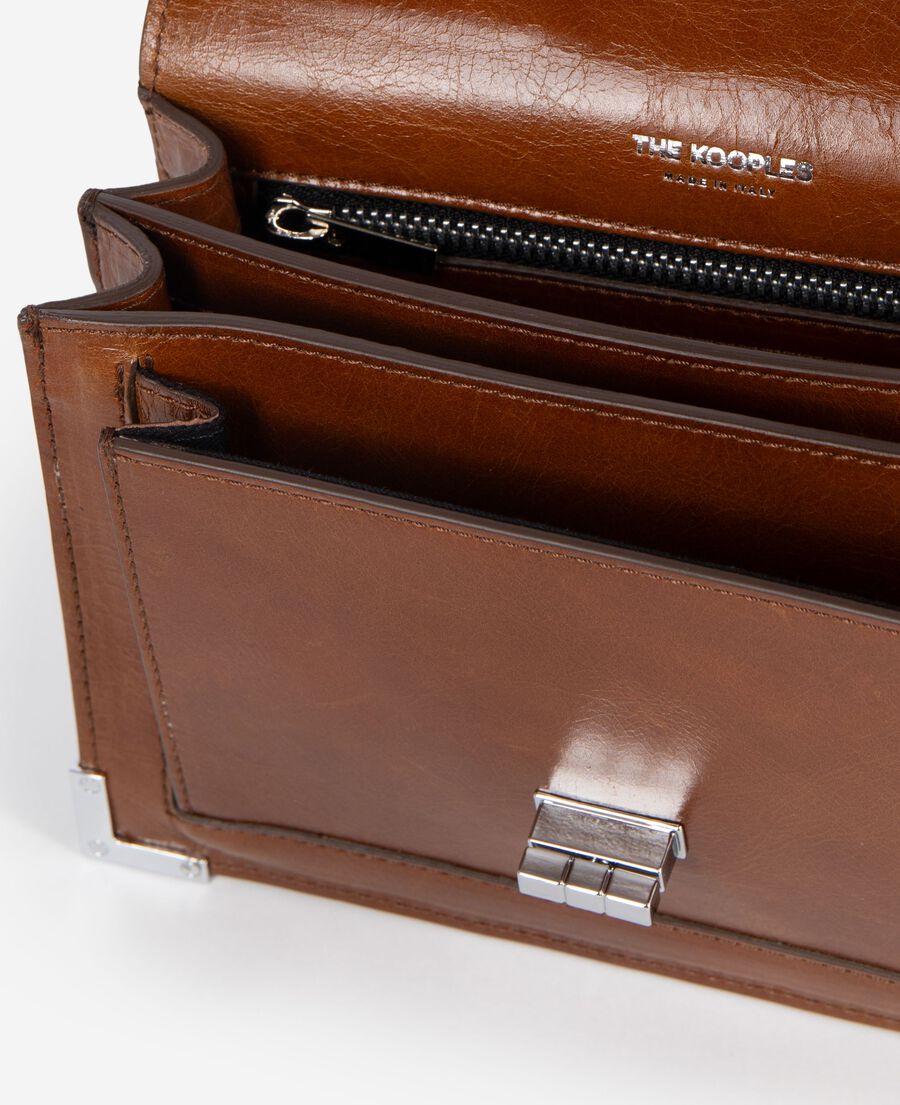 The Kooples F BROWN emily bag in cognac cracked leather