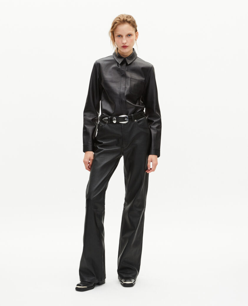 The Kooples FEMME BLACK chemise en cuir noire