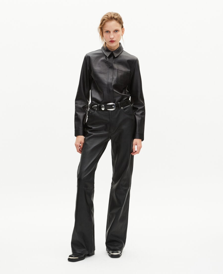 The Kooples FEMME BLACK chemise en cuir noire