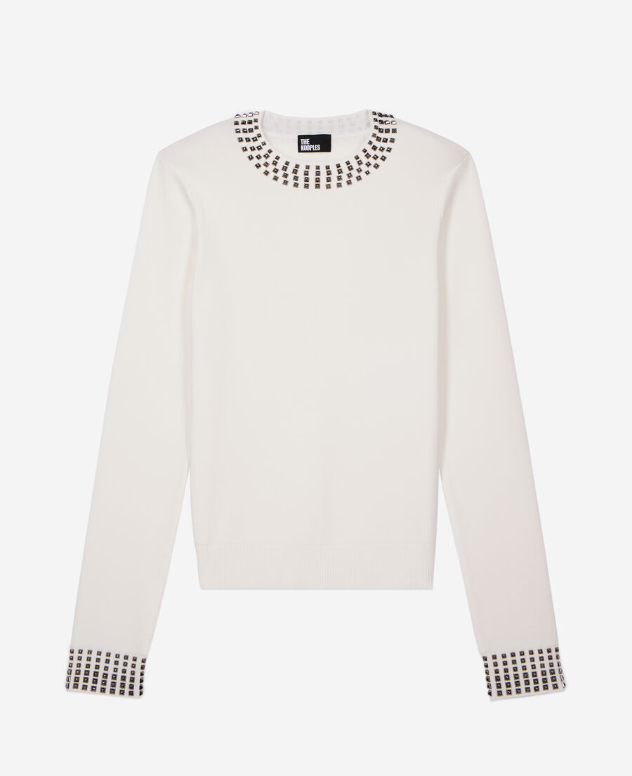 ecru sweater with spikes