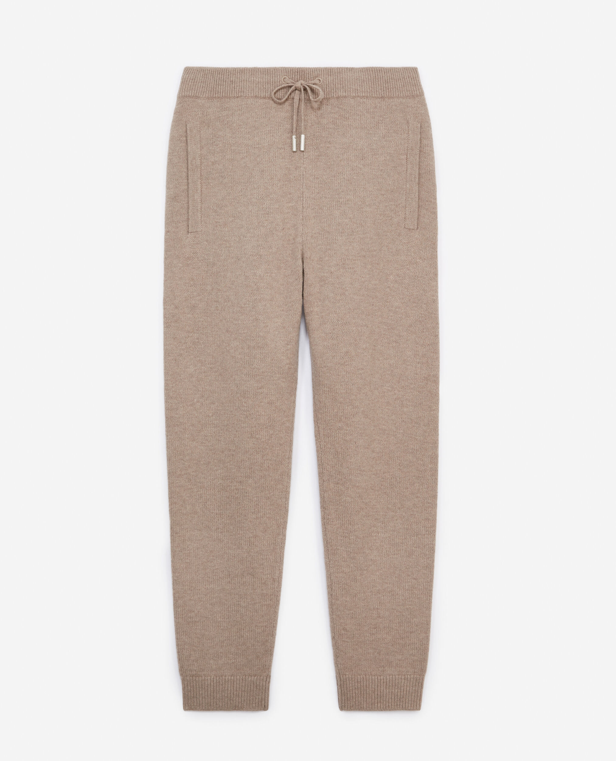 Beige wool joggers in loose-fitting knit, BEIGE, hi-res image number null