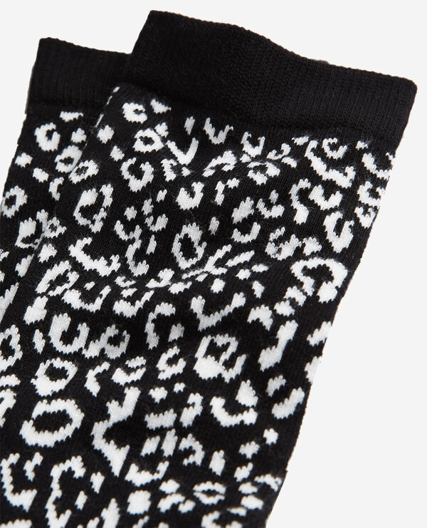 chaussettes en coton léopard noires