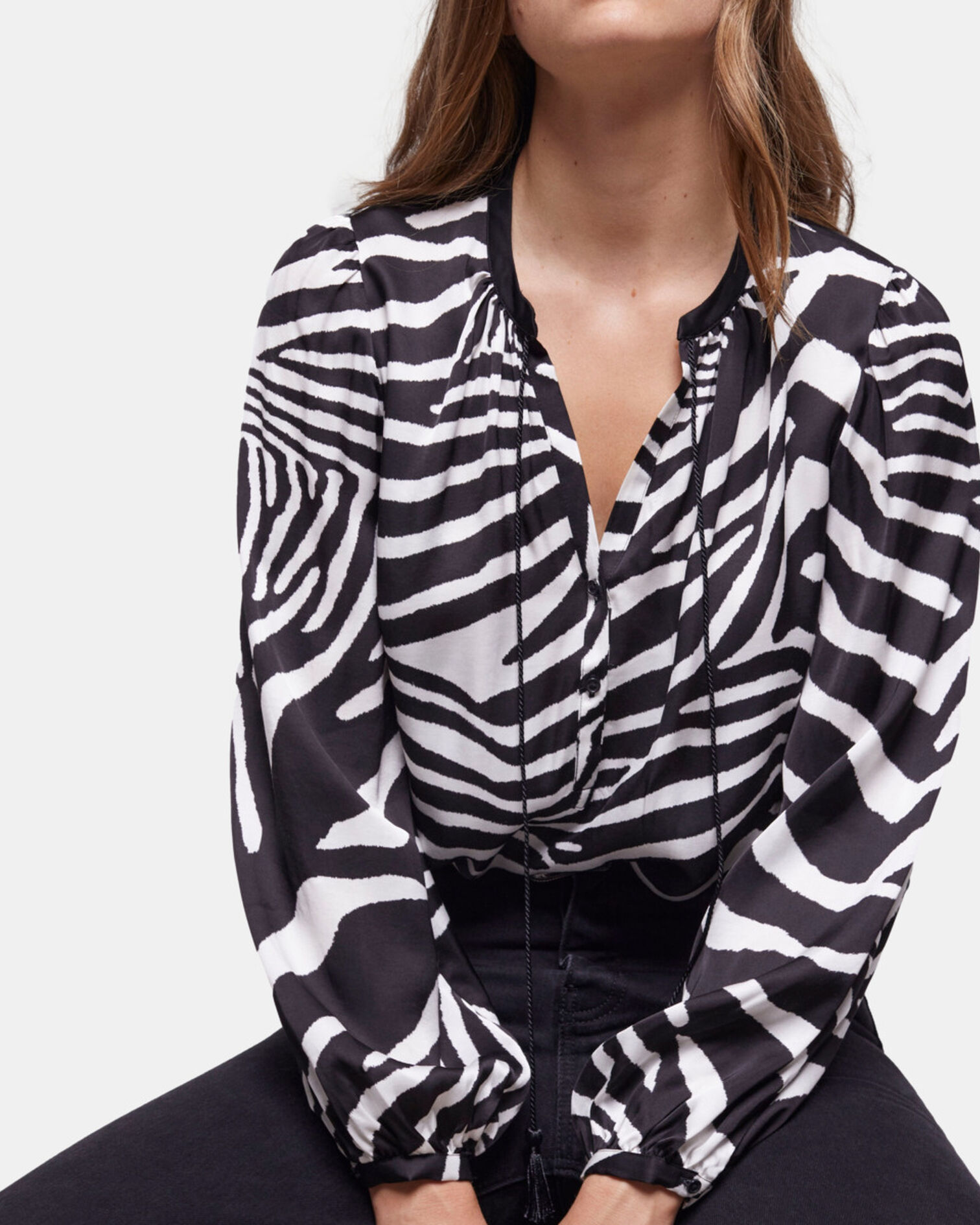 Blouse imprimée zébré, BLACK WHITE, hi-res image number null