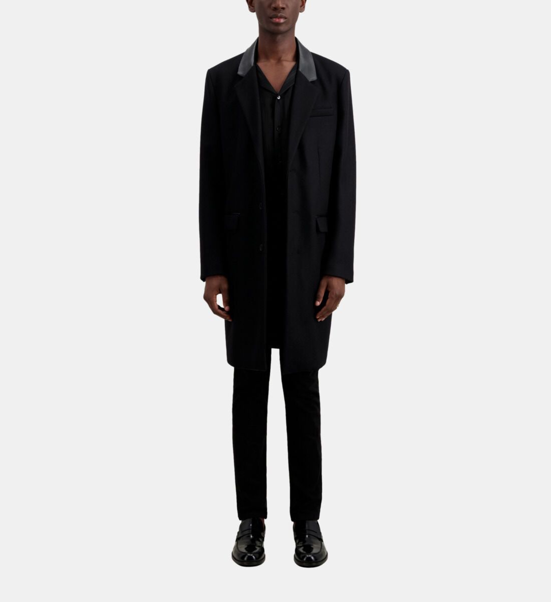 Wool coat with best sale leather sleeves canada