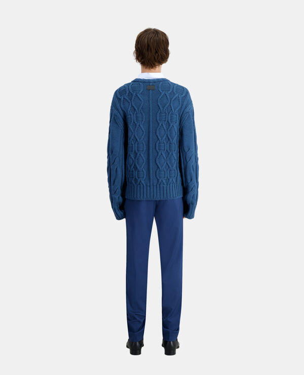 blue cable wool sweater