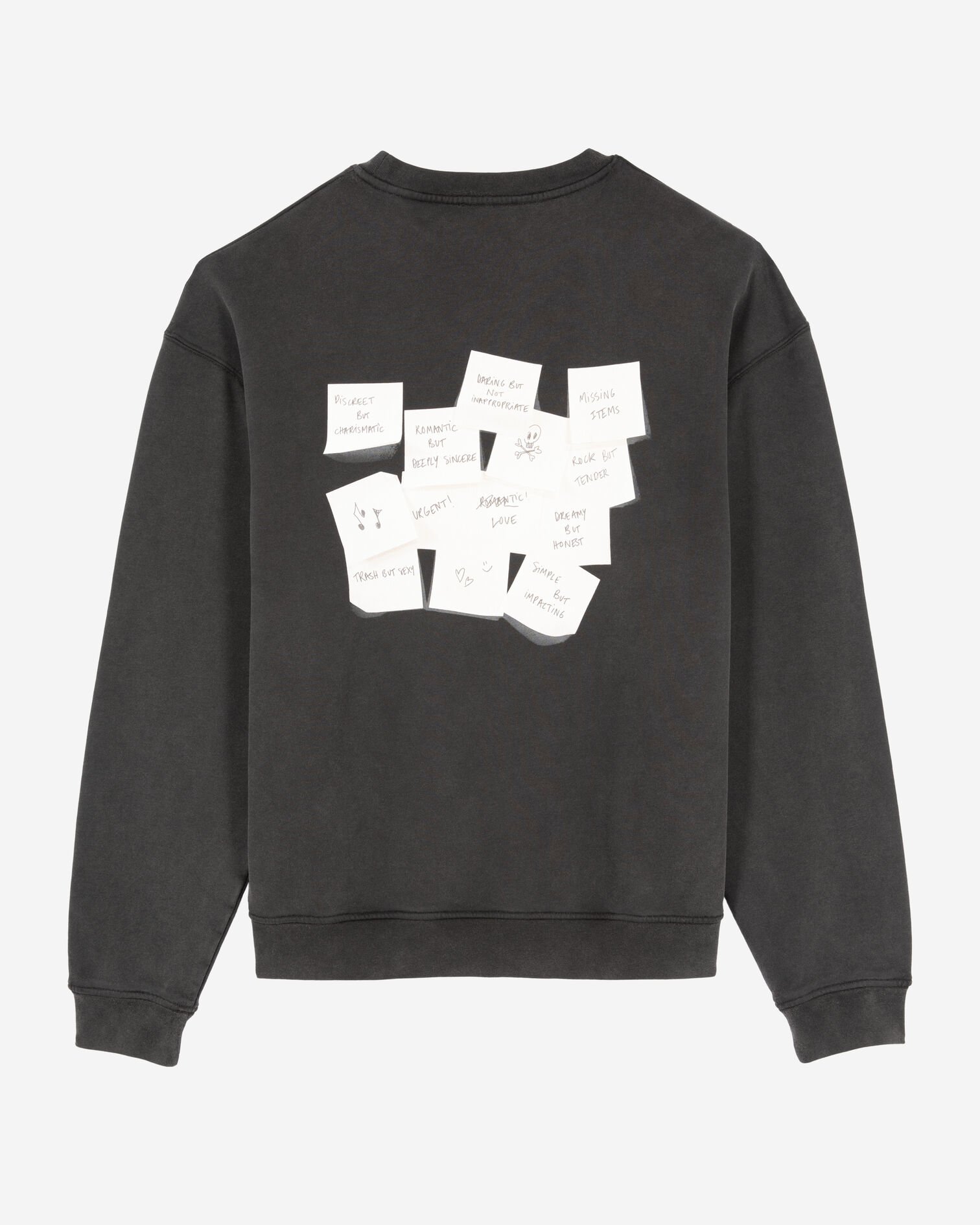 Sweatshirt mit verblasstem schwarzem Siebdruck, BLACK WASHED, hi-res image number null